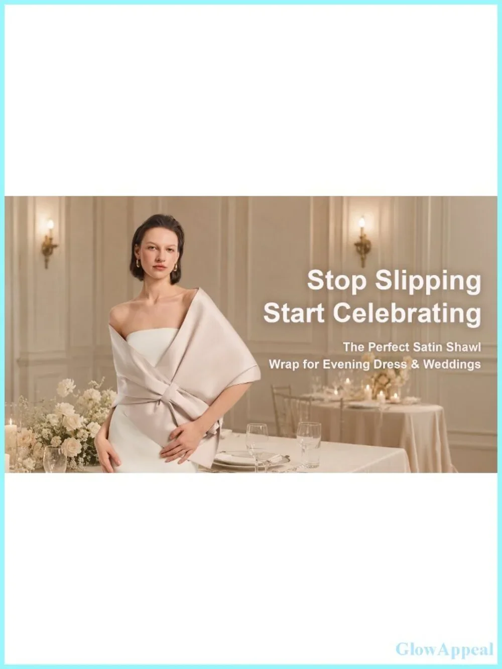 Stay-in-Place Satin Pull Through Shawl Wrap for Evening Dresses